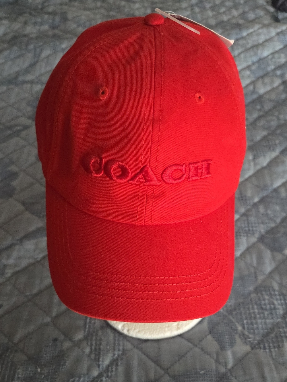 Coach Embroidered Logo Baseball Hat Red NWT